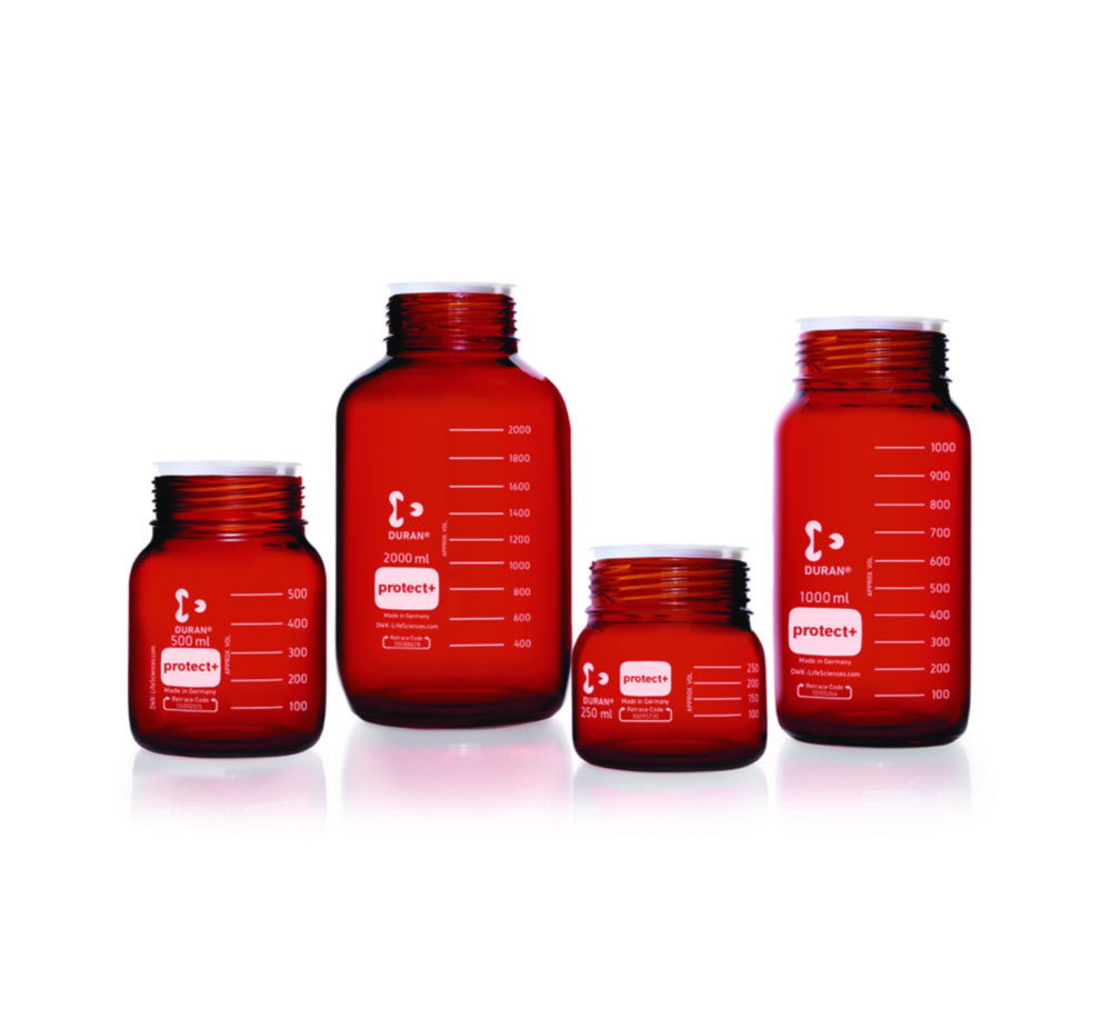 Laborflaschen protect+ DURAN®, GLS80, mit Retrace code, braun