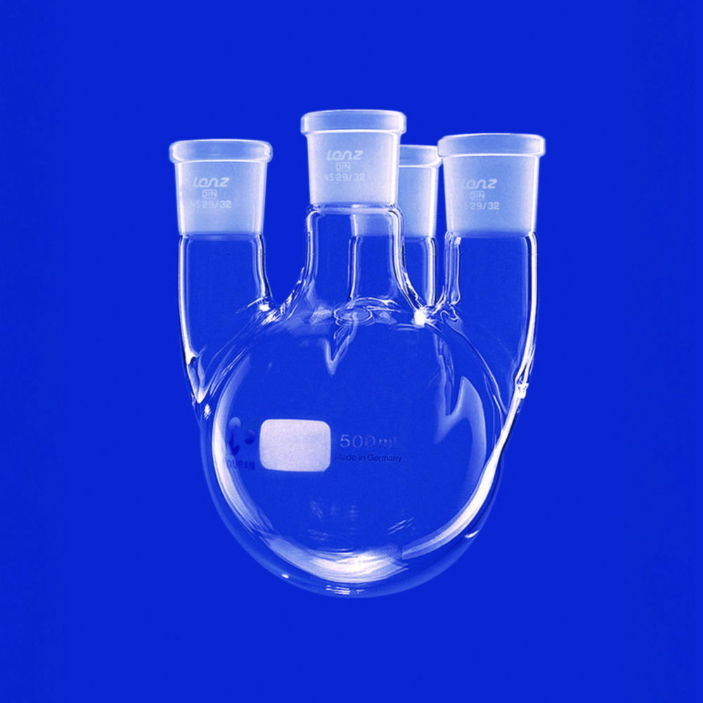 Four-neck round-bottom flask, with parallel side necks, DURAN®
