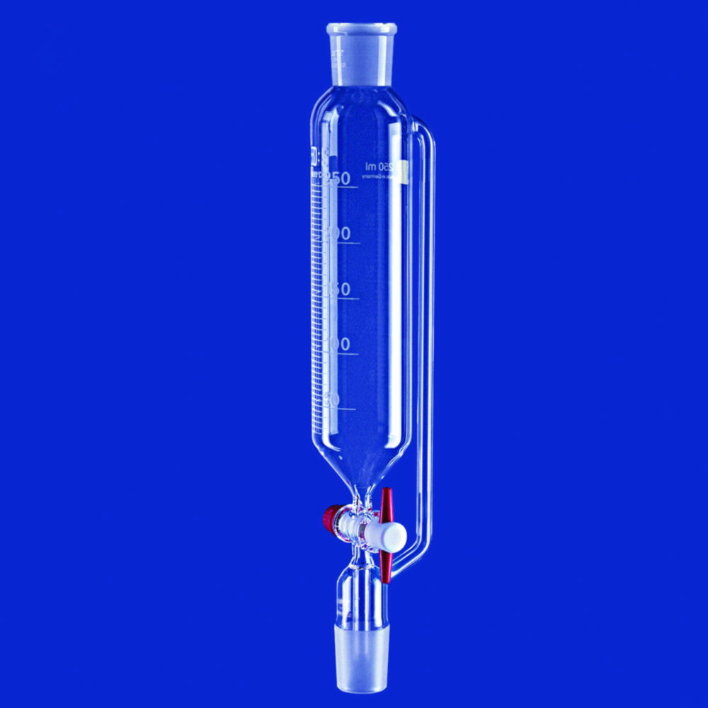 Dropping funnels, cylindrical, with pressure equalizing tube, borosilicate glass 3.3, with PTFE key Dropping funnels, cylindrical, with pressure equalizing tube, borosilicate glass 3.3, with PTFE key