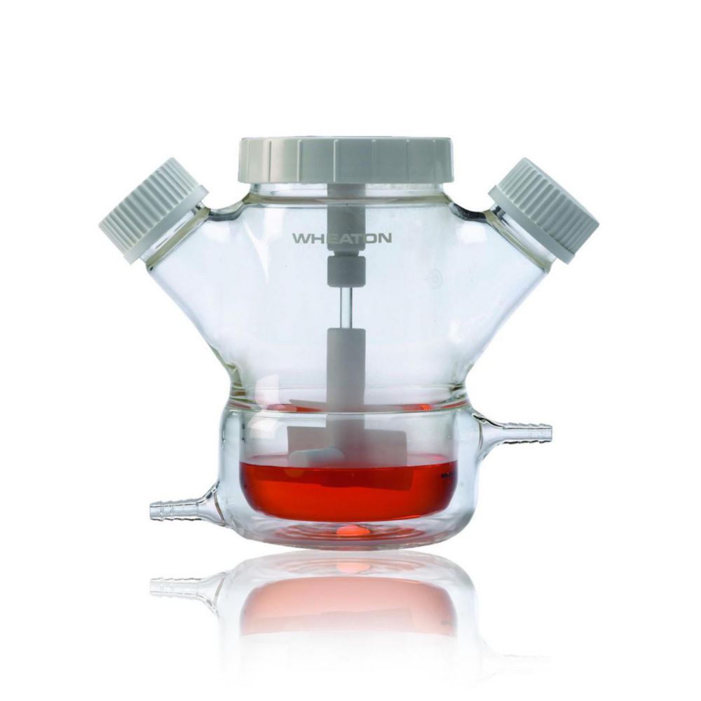 Spinnerflasche mit zwei Seitenhälsen und Wassermantel Celstir® Spinnerflasche mit zwei Seitenhälsen und Wassermantel Celstir®