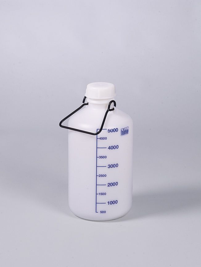 Vorratsflasche o. Gewindestutzen, HDPE, 5 l, mit Verschluss