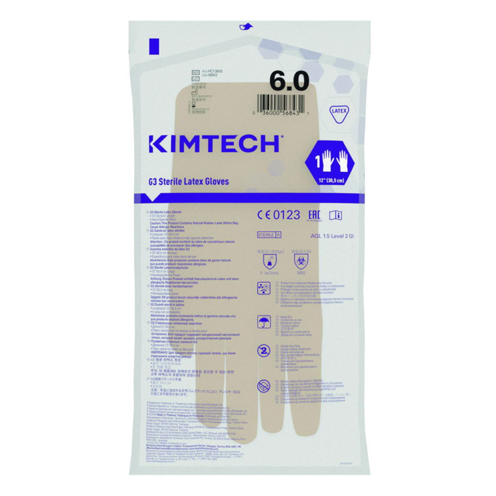 Cleanroom Gloves Kimtech™ G3, latex, sterile Cleanroom Gloves Kimtech™ G3, latex, sterile