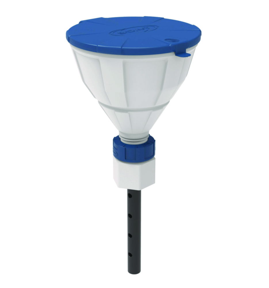 Safety funnel with ball valve, V2.0, HDPE