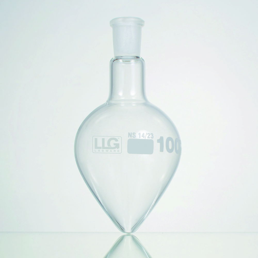 Pear shape flasks with standard ground joint, borosilicate glass 3.3