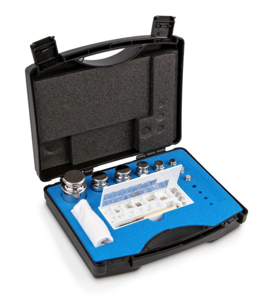 Gewichtssatz E2, Knopfform, im Kunststoffkoffer