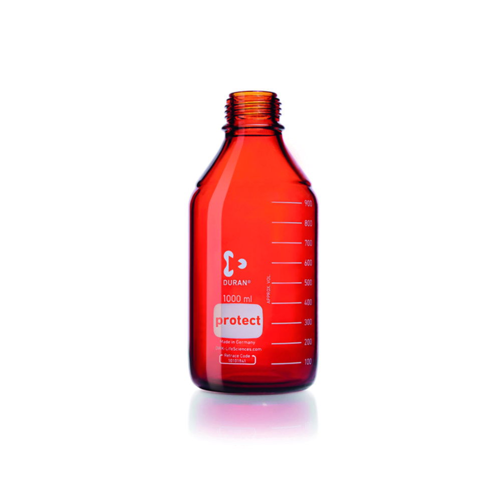 Laborflaschen Protect DURAN®, braun, mit retrace code Laborflaschen Protect DURAN®, braun, mit retrace code